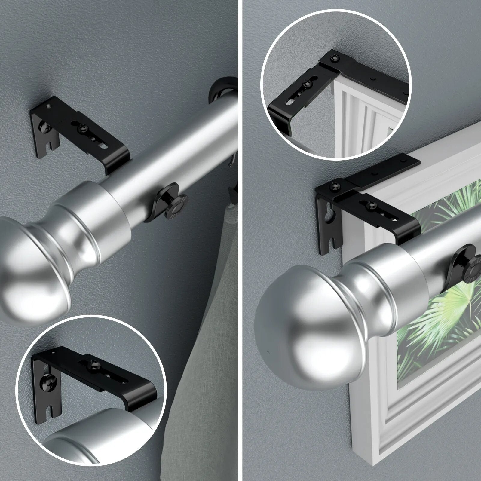 2 Stück bohrfreie Vorhangstangenhalterungen
